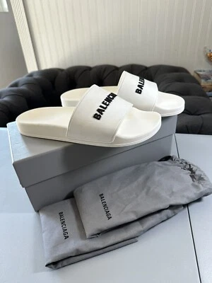 Balenciaga WOMEN'S POOL SLIDE SANDAL IN WHITE NWB Size 12 EU 42 - Image 1 of 4