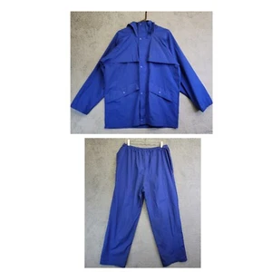 Helly Hansen Rainwear Blue Fisherman Wet Weather Men's Large 2 Piece Pants READ - Picture 1 of 24