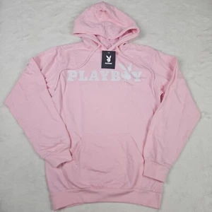 Playboy Bunny Rabbit Head Logo Pink Long Sleeve Pullover Hoodie Men's Size Small - Picture 1 of 10