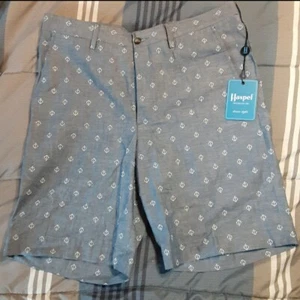 NWT HASPEL Men Shorts Anchor Blue White Size 33 Flat Front SH1 - Picture 1 of 16