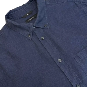 J Lindeberg Flannel Twill Shirt Mens Small Blue Long Sleeve Button Down Daniel - Picture 1 of 11