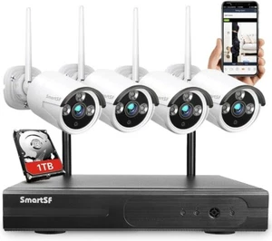 SmartSF 8CH 1080P Outdoor Wireless Security Camera System WIFI CCTV Audio NVRkit - Picture 1 of 15