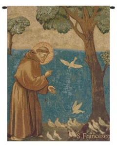 Tapiz religioso italiano italiano de predicación de San Francisco arte de pared colgante - Imagen 1 de 5
