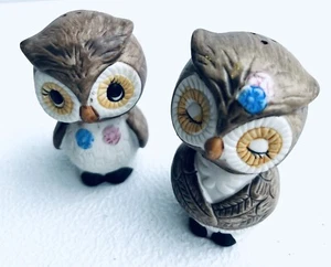Vintage Eulen anthropomorphe Keramik Salz Pfeffer Shaker Herr und Frau Eule 2 3/4" - Bild 1 von 5