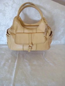 Cartera/bolso vintage Cole Haan grande para mujer de cuero granulado amarillo mostaza - Imagen 1 de 12