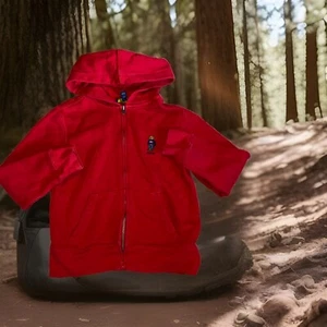 Polo Ralph Lauren Small 8 Kids Red Teddy Bear Hoodie W2 - Picture 1 of 7