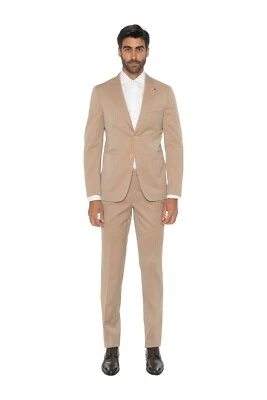 $5600 ISAIA NAPOLI Beige Solaro Hand-Sewn Suit Fine Wool 36 US / 46 EU  8R - Image 1 of 4