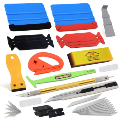 Car Window Tint Kit Vehicle Vinyl Wrap Tools Kit Squeegee Felt Scraper Cutter US - Image 1 of 4