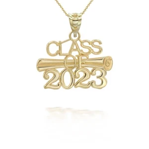 Collar Colgante Diploma de Graduación Clase de Oro Sólido 10K de 2023 - Imagen 1 de 19