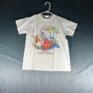VTG Universal Studios Boys T-Shirt Size 10-12 Beige Cotton Island Of Adventure - Picture 1 of 11
