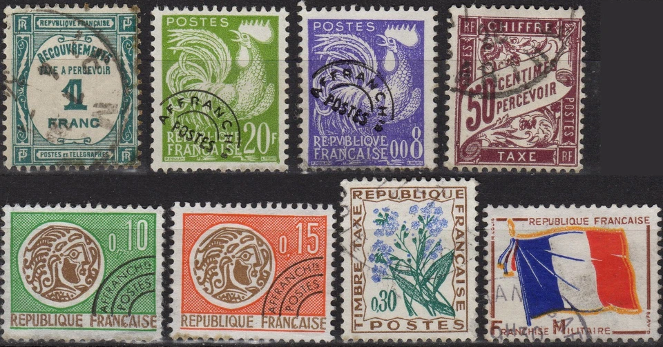 Lot 8 timbres taxe FRANCE 1950 à 1960 - Photo 1/4