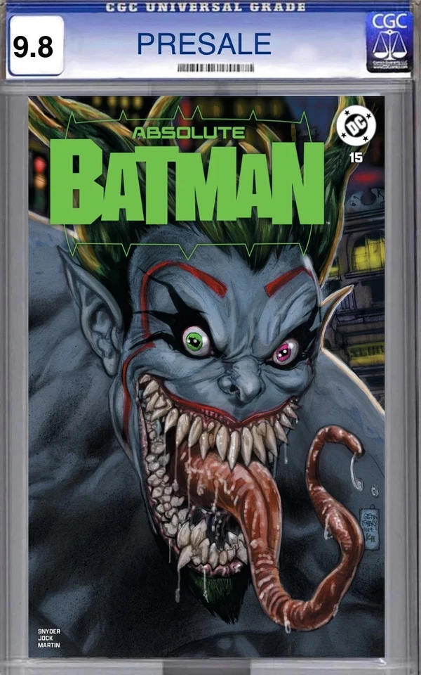 PREVENTA: ABSOLUT BATMAN #15 CGC 9.8 VARIANTE EXCLUSIVA LTD 750 1ST JOKER 12/10 Foto 1 de 1