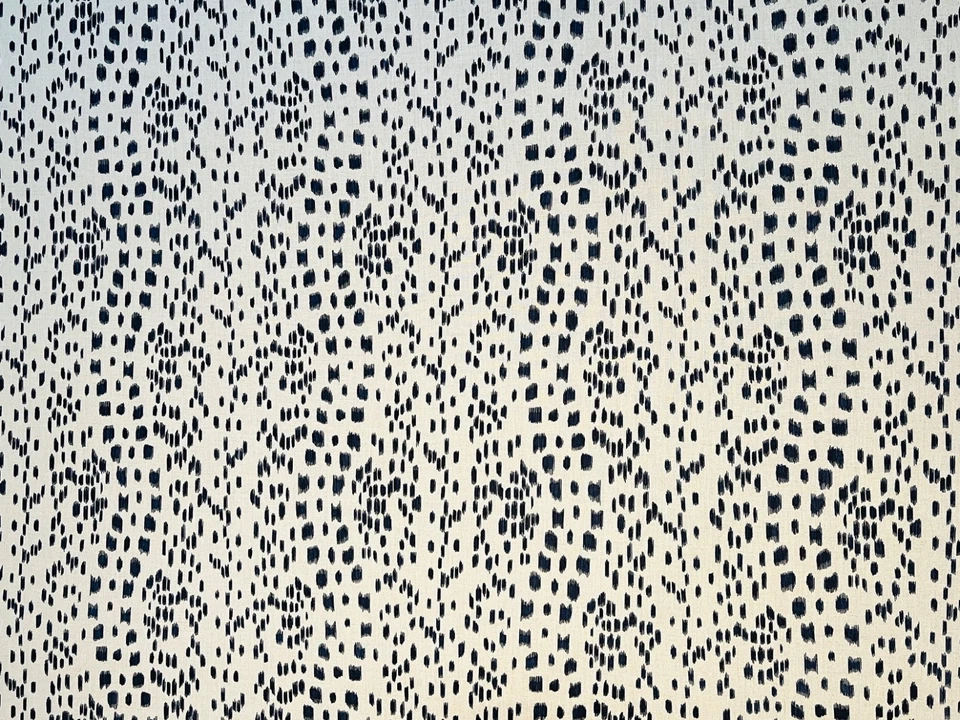 Brunschwig & Fils LES TOUCHES Navy Blue Stripe Spot Drapery Upholstery Fabric - Image 1 of 4