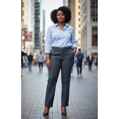 Ann Taylor LOFT Novo com etiquetas Vestido Bootcut Feminino Cinza Azul Marled Cintura Média Ann Calça # - Imagem 1 de 4