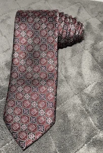 Stafford Herrenkrawatte rot Foulard geometrisch Polyester 59 Zoll L 3,25 Zoll B - Bild 1 von 6