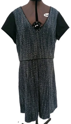 Vestido para mujer Banana Republic tweed calce y acampanado negro azul blanco talla 14 Foto 1 de 4