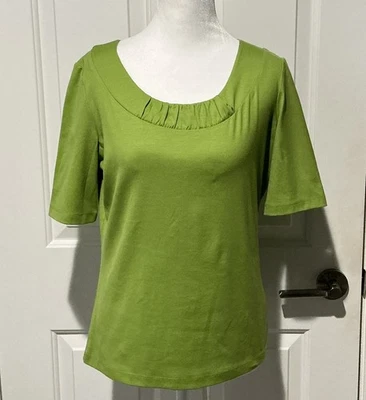 NEW Lafayette 148 New York Scoop Neck T-Shirt Green Women's Size Small - Image 1 of 4
