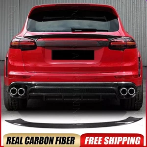 Fit For Porsche Cayenne Sport 15-17 Rear Middle Trunk Spoiler Wing REAL Carbon - Picture 1 of 18