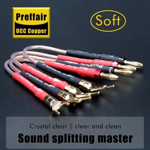 4x OCC Speaker Silver Plated Audio Speaker Bridge Jumper Cable Spade Banana Plug - Picture 1 of 9