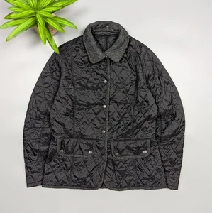 BARBOUR Women’s Vintage Tweed Quilted Jacket Black Wool Long Sleeve Size US 10 - Picture 1 of 22