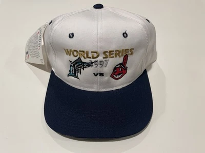 Gorra SnapBack Vintage 1997 Serie Mundial Cleveland Indians Florida Marlins Nueva con Etiquetas Foto 1 de 4