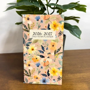 2026 2027 Two Year Planner Pocket Sized Floral 3.3x6 inches Flowers - Picture 1 of 6
