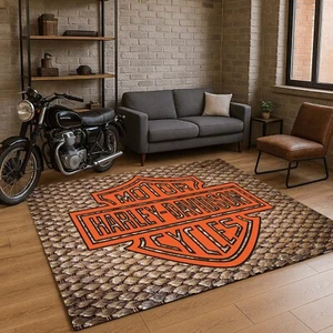Harley Rug, Motorcycle Rug, American Legends Motorcycle Rug, Garage Floor Rug - Picture 1 of 10
