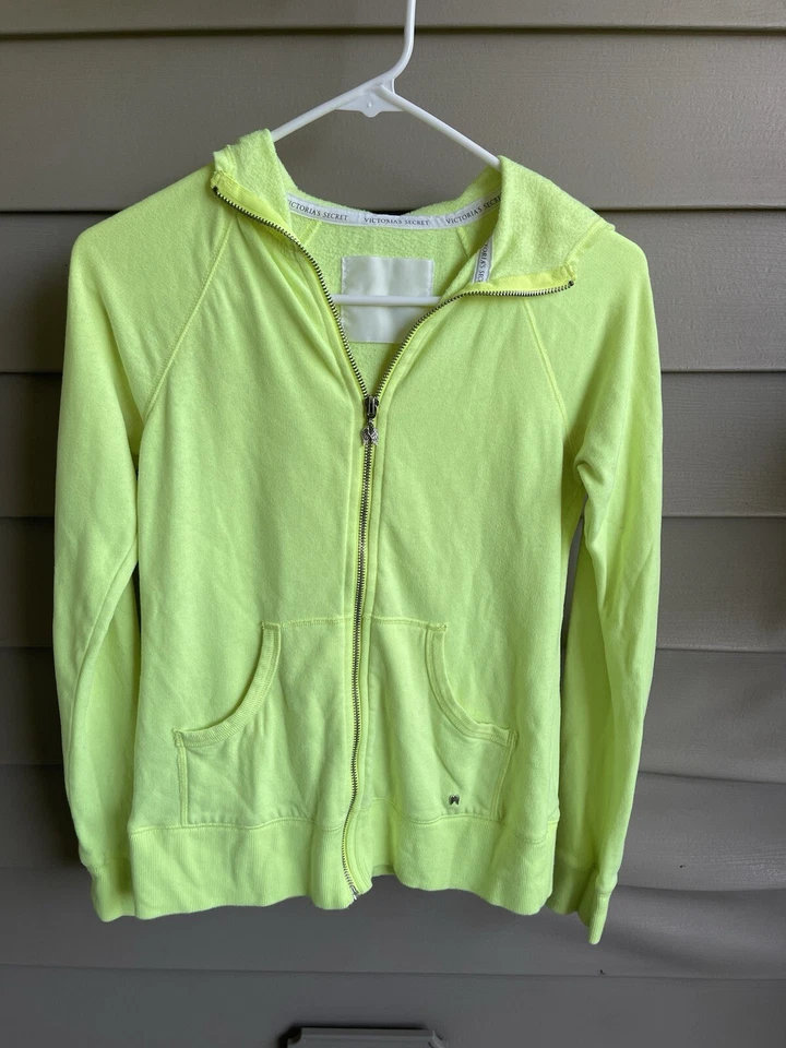 Толстовка с капюшоном на молнии Victoria's Secret неоновые желтые блестки ангельские крылья снята с производства - Изображение 1 из 4