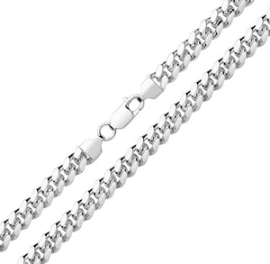 Sterling Silver CUBAN Curb Chain 16 18 20 22 24 26 30 inch - SOLID 925 SILVER - Picture 1 of 10