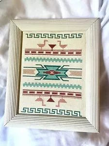 Südwestliche indianische Nadelspitze Kunst gerahmt Pastell rosa Vogel Kunstwerk - Bild 1 von 5