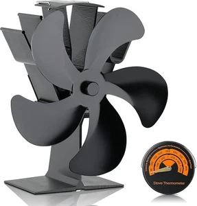 Heat Powered Stove Fan, 5 Blades Silent Operation for Wood/Log Burner/Fireplace - Picture 1 of 7