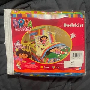 Y2K Nickelodeon Dora the Explorer Kids Bed Skirt Full Nick Jr Boots Swiper - Picture 1 of 2