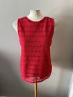 Ladies Dorothy Perkins Red Lace Geometric Pattern Stretch Summer Top Size 12 NWT