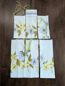 LOT/6 FLAT BAGS/POUCHES hm w/UPCYCLED Irish Linen VTG/Floral Tablec x DIY Gifts - Picture 1 of 6