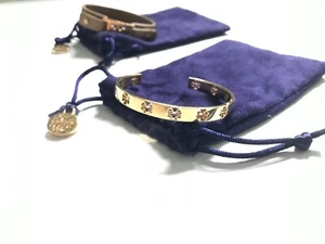 Tory Burch Gold T Piercing Manschettenarmband \ plus hellbraunes Leder Tory Burch Armband - Bild 1 von 6