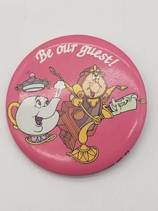 Beauty and the Beast "Be Our Guest!" Mrs. Potts & Cogsworth 2 1/4 inch Button - Picture 1 of 5