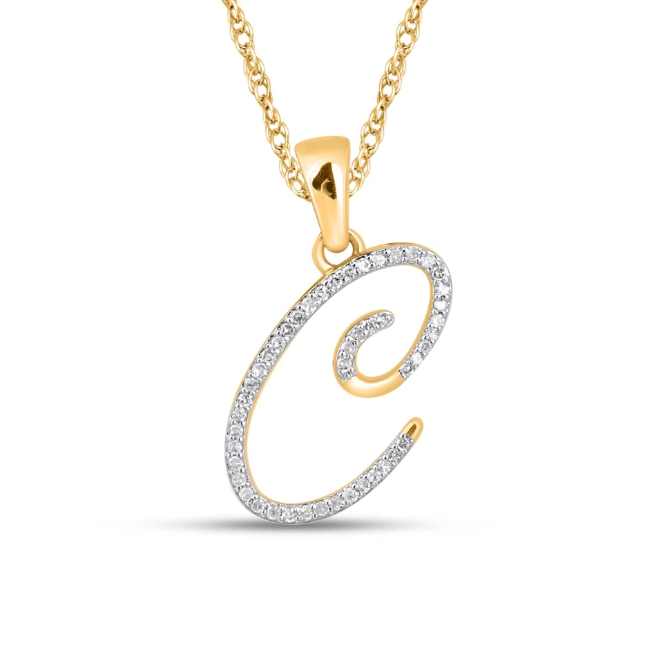 Кулон Cursive Letter-C с натуральным бриллиантом круглой огранки 0,15 карата покрытие желтым золотом 14 карат - Изображение 1 из 1