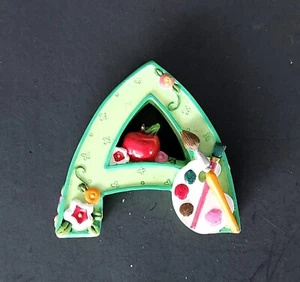 Vintage Mary Englebreit ME 3" alphabet letters A for Art Apple 1999 nursery folk - Picture 1 of 7