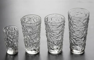 4er Set Vintage Anchor Hocking Klarglas Lido Milano Crinkle Tumbler Glas - Bild 1 von 4