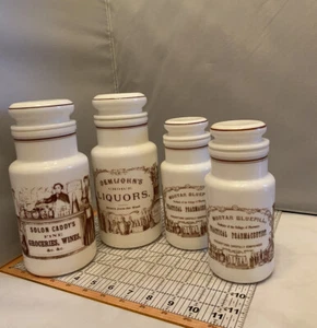 Raro Bote de Farmacia de Vidrio Leche Vintage - Hecho en Italia - Juego de 4 - Imagen 1 de 9
