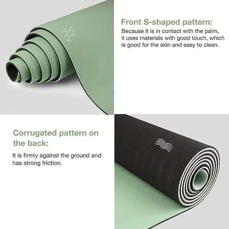 Thick Non-Slip TPE Yoga Mat 180x57cm 2-Color Eco Pad for Home Gym Fitness Pilate - Image 1 of 4