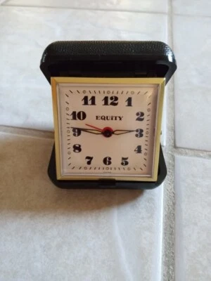 Vintage Equity Windup Travel Alarm Clock, Black Case, Newly C&L - Image 1 of 4