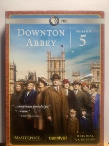 PBS Downtown Abbey Season Five 5 (DVD, 2015, 3-Disc Set) w/ Slipcase - Picture 1 of 4