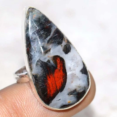 Anillo enchapado en plata 925 jaspe rojo EE. UU. 7 perfecto para regalar GW Foto 1 de 3