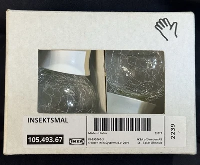 Acabados Ikea Insectsmal 2 tapas de extremo de barra de cortina de vidrio agrietado/blanco 105.493.67 Foto 1 de 4