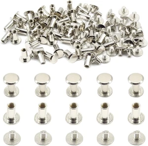 50 Set Chicago Schrauben M5x12mm Lederschraube Nagelniete Chicago Bolts Button Meta - Bild 1 von 7