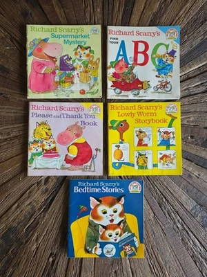Lot Of 5 Vintage 1970s Richard Scarry's Childrens Books By Random House 8 1/ 4" Foto 1 de 4
