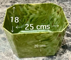 VINTAGE ART DECO WASTE BIN PLANTER ~ BAKELITE ~ GREEN MARBLE LOOK ~ 1960’S - Picture 1 of 9