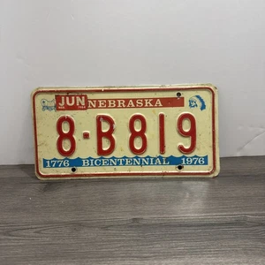 1976 Bicentennial Nebraska Hall County License Plate # 8-B819 - Picture 1 of 6