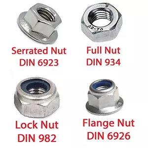 Dado di bloccaggio flangia serrata dadi Nyloc testa esagonale metrica M2-M10 A2 acciaio inox - Foto 1 di 12